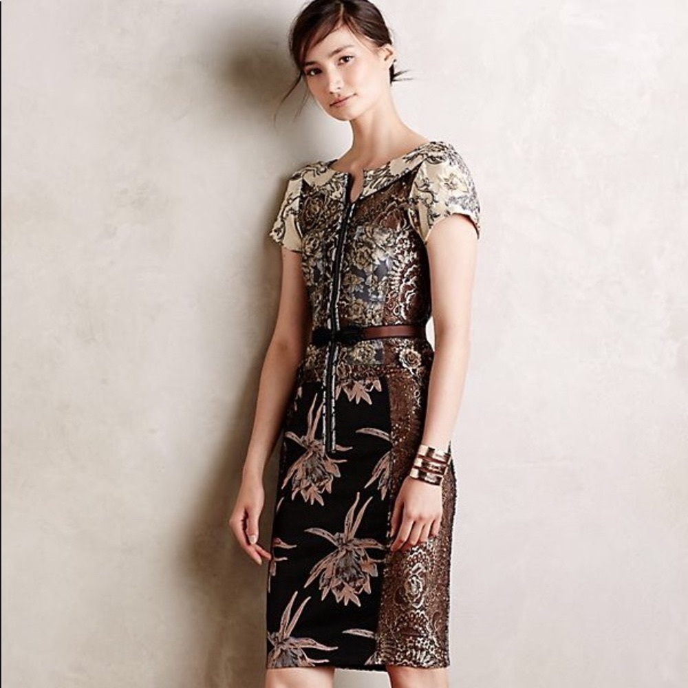 Anthropologie Embroidered Brocade Dress. NEW